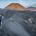 On the black sand of Mt Bromo